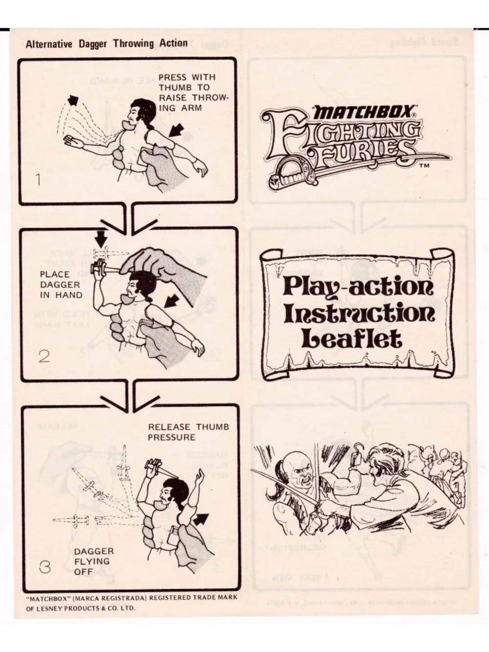 1974 Matchbox Fighting Furies Play-Action Instruction Leaflet Lesney